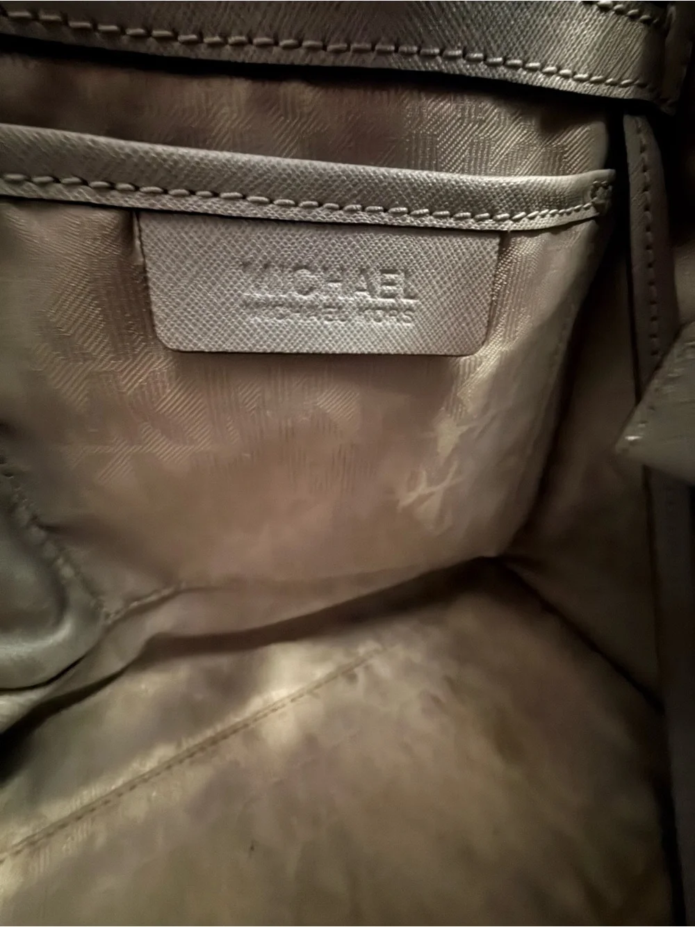 Michael Kors Grey Saffiano Leather Satchel with MK Charm